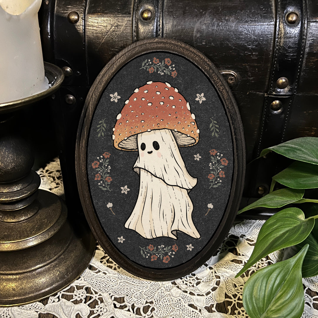 Amanita Ghost Cap (wood print)