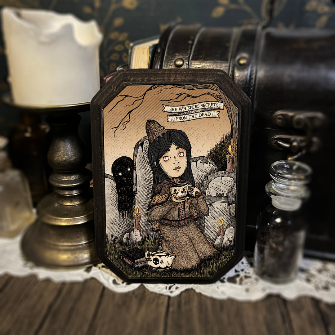 Cemetery Tea Party (wood print)