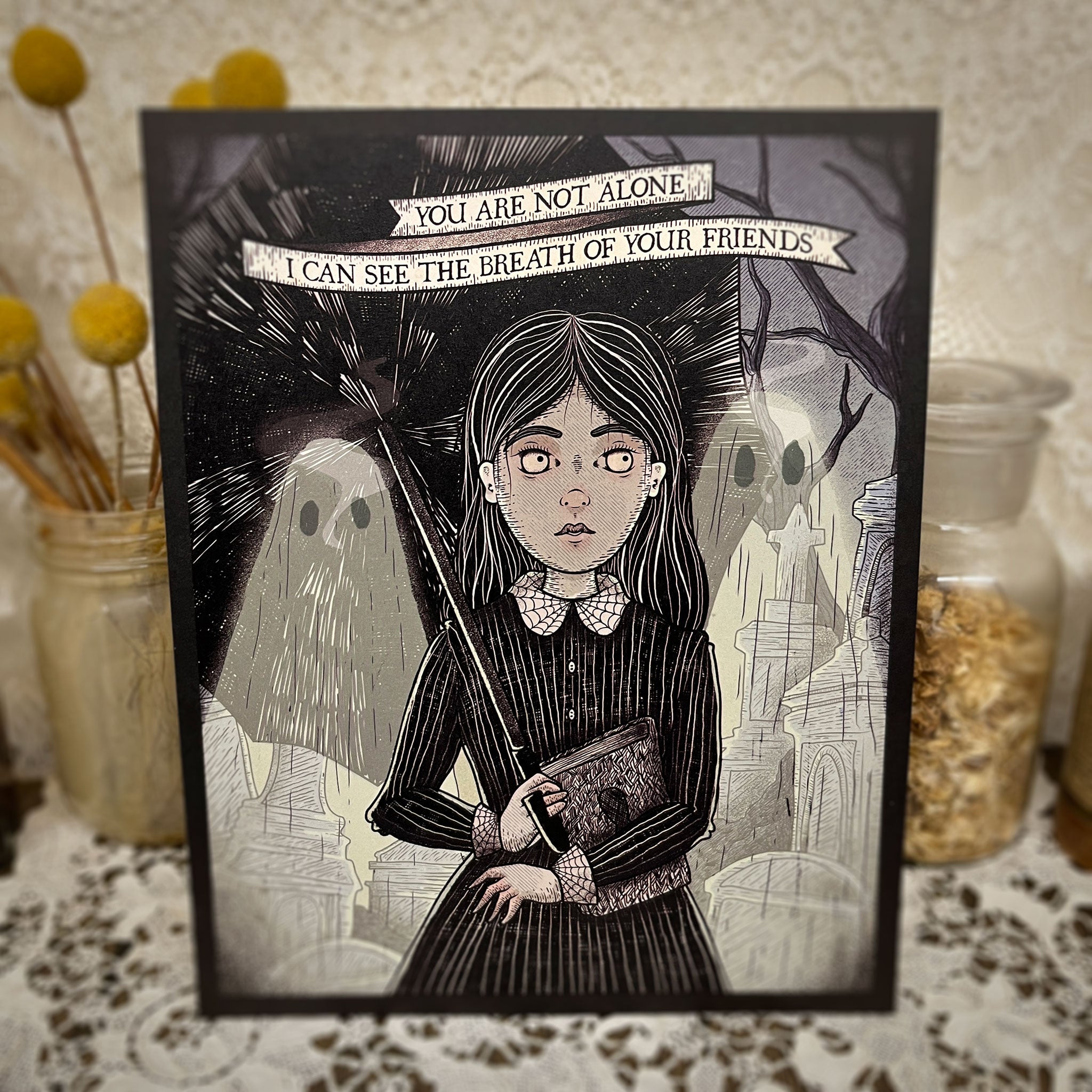 victorian spooky girl in graveyard