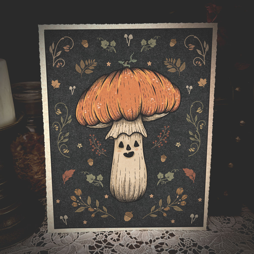 Pumpkin Cap Mushroom Print (Deckle)