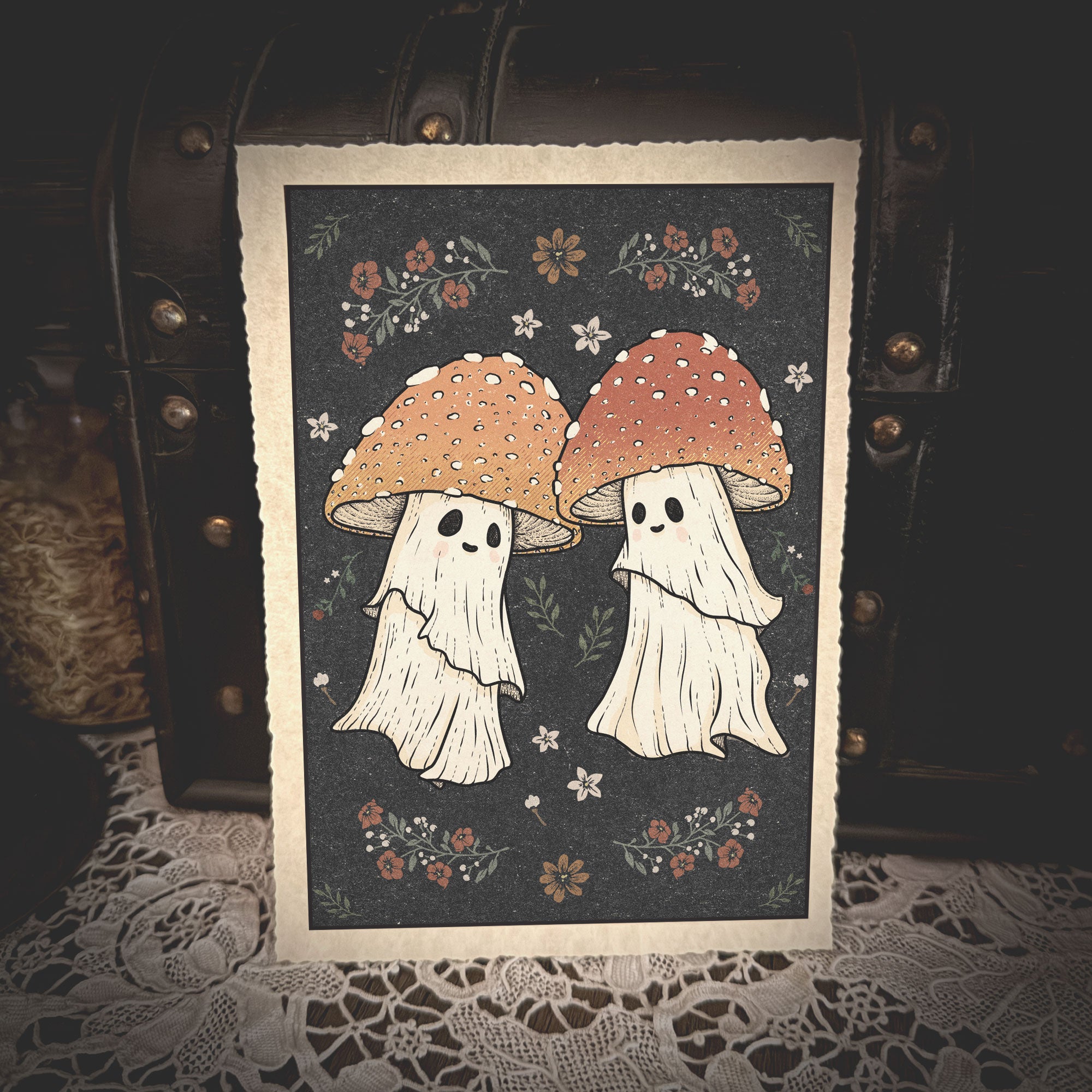 Ghost Cap Mushroom Couple (Deckle)