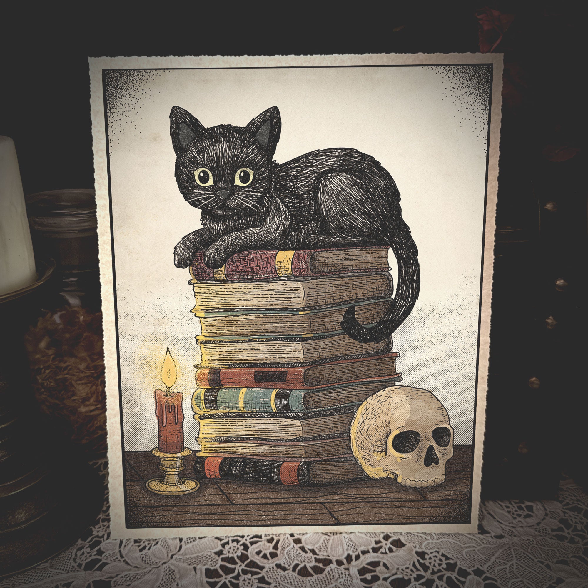 Books, Bones & Black Cats (Deckle)