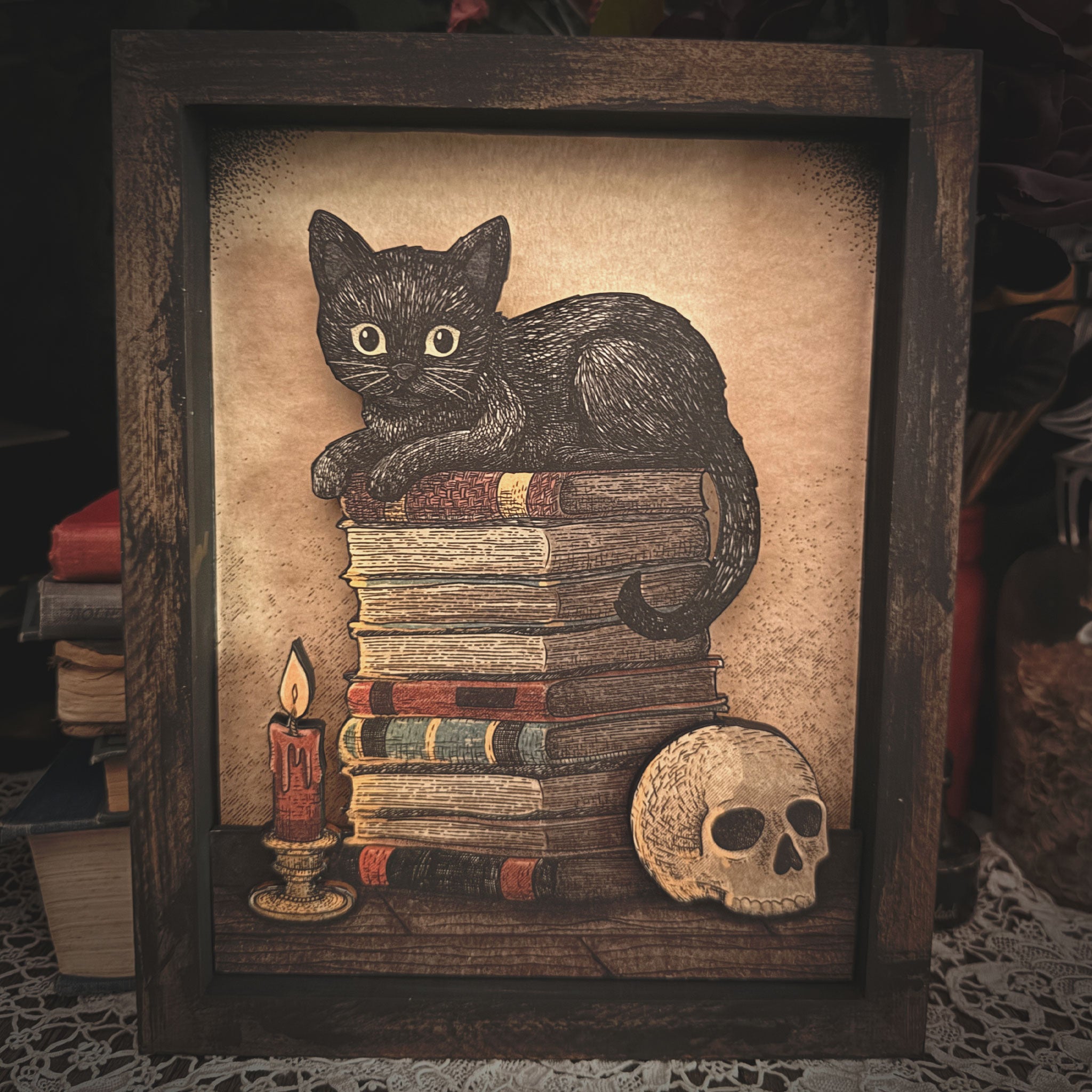 Books, Bones & Black Cats - Shadowbox (Artist Proof)